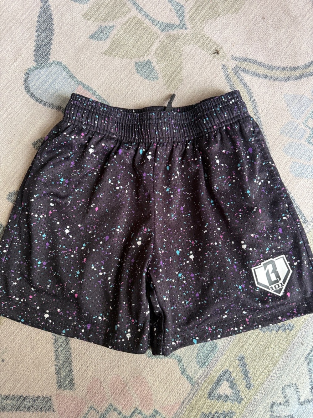Baseball 101 Black Splatter Athletic Shorts Size Youth M